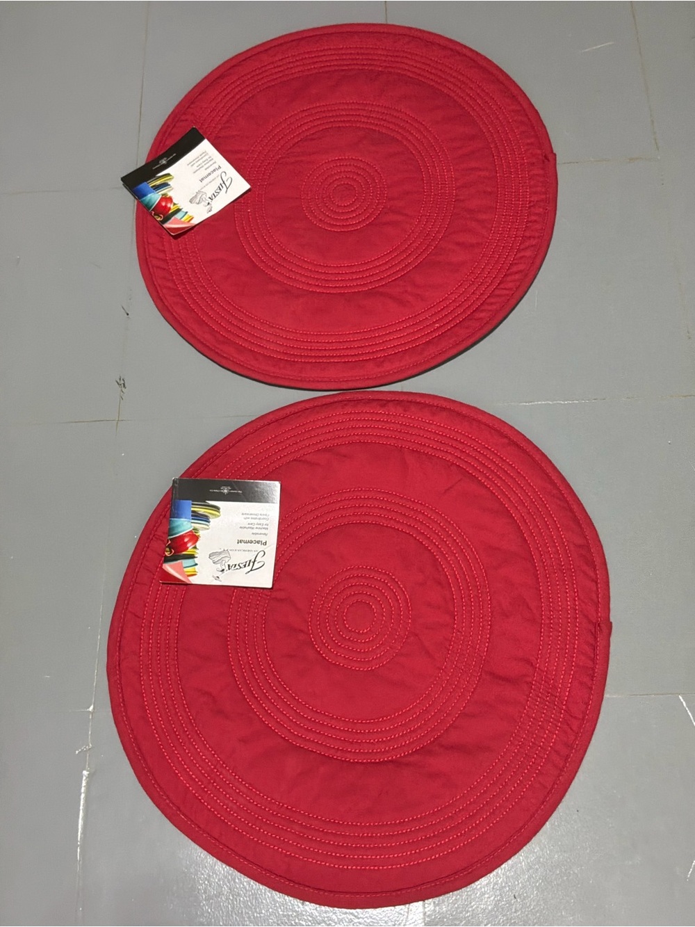 Fiesta Red Round Quilted Place Mats - Set of 2